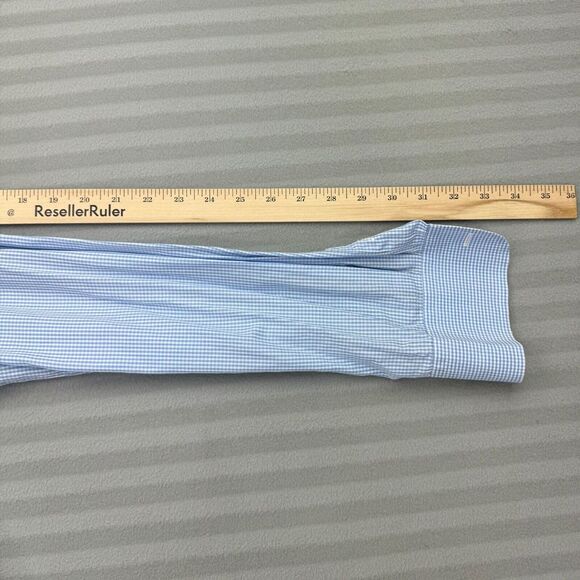 PIATTELLI Barneys New York Shirt Mens 15.5 Blue Gingham Long Sleeve Button Trim - Picture 9 of 10